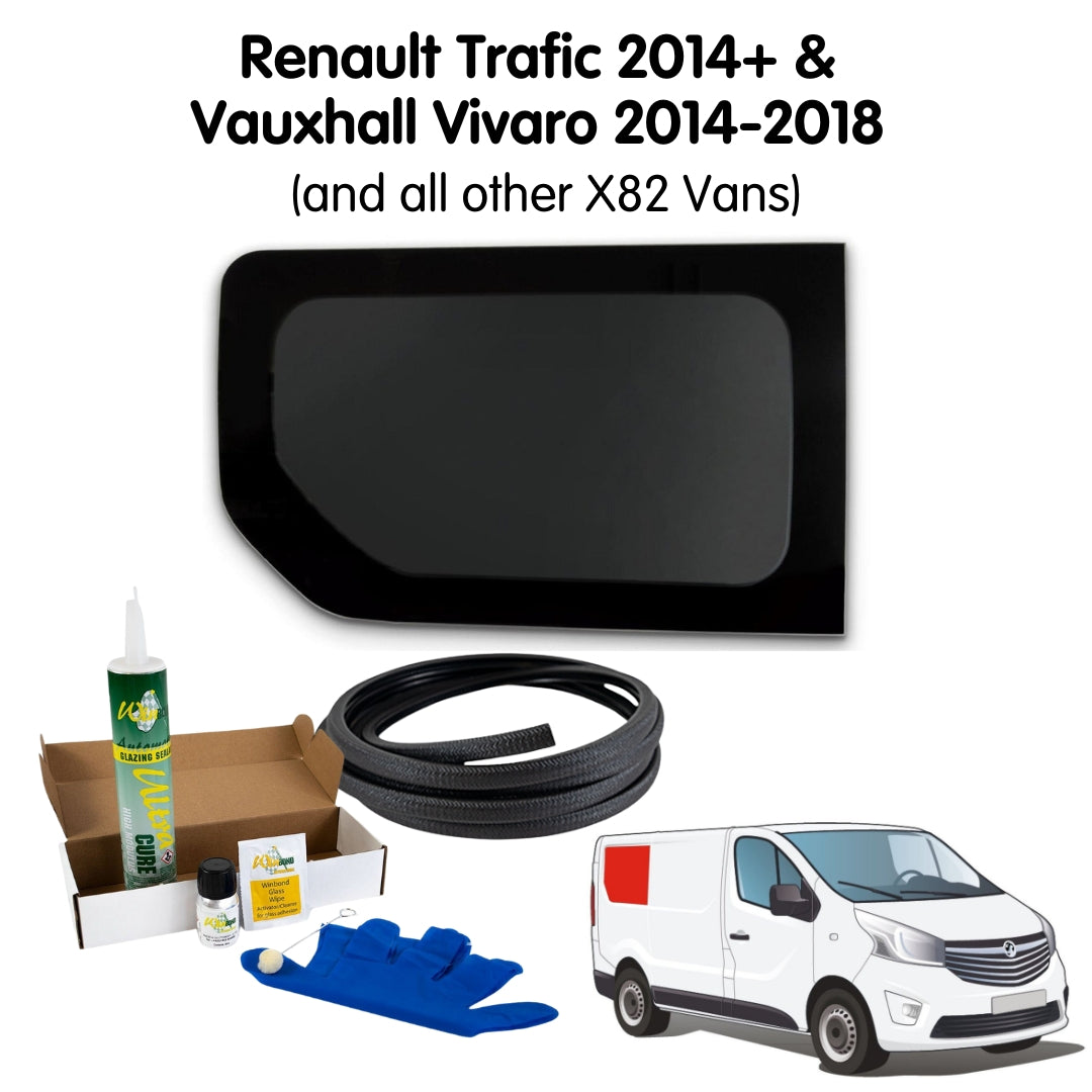 Right Rear Quarter Window + Fitting Kit for Vauxhall Vivaro (2014-2018), Renault Trafic (2014 - Present) & Other X82 Vans
