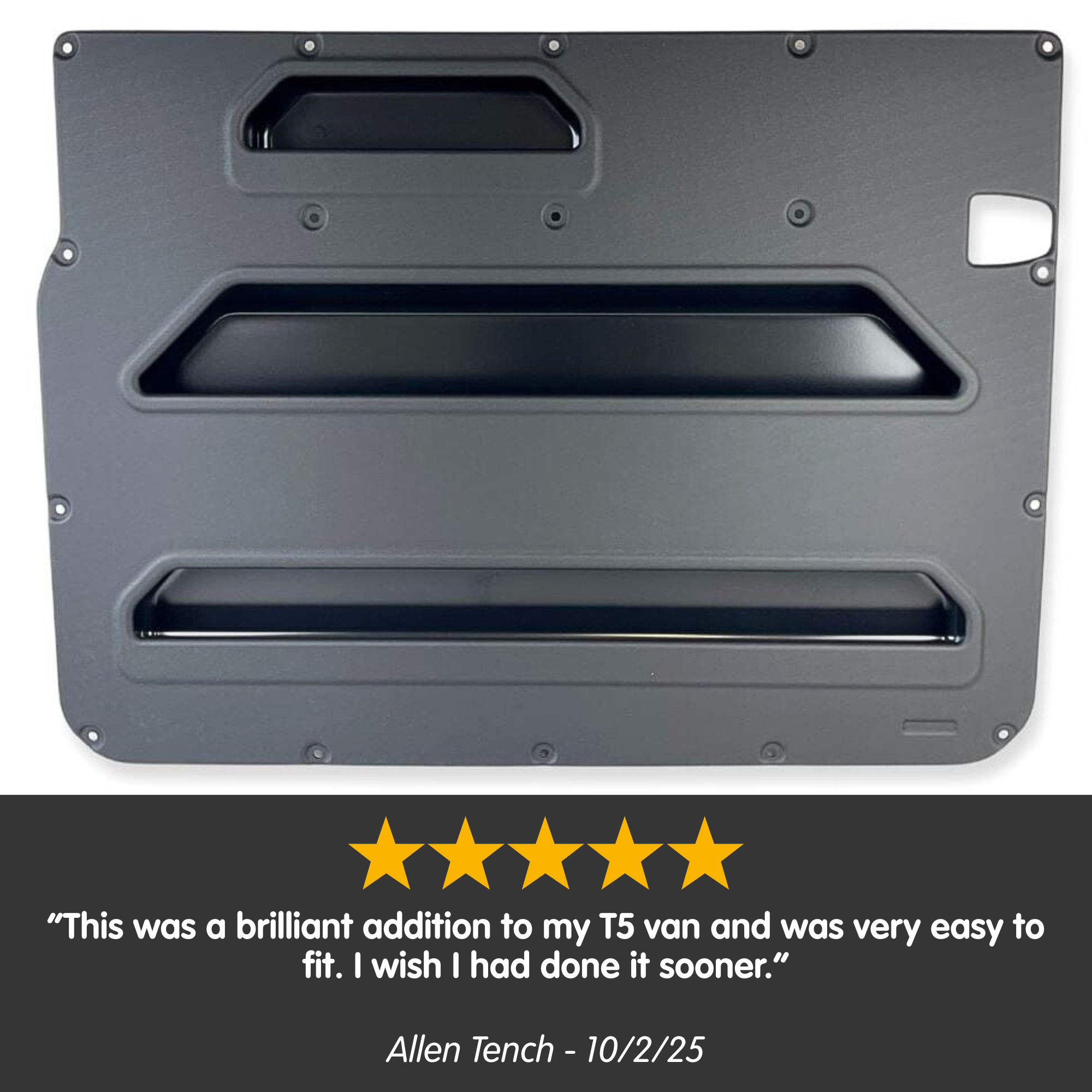 VW T5–T6.1 Sliding Door Storage Pocket (Black) | Kiravans DoorStore