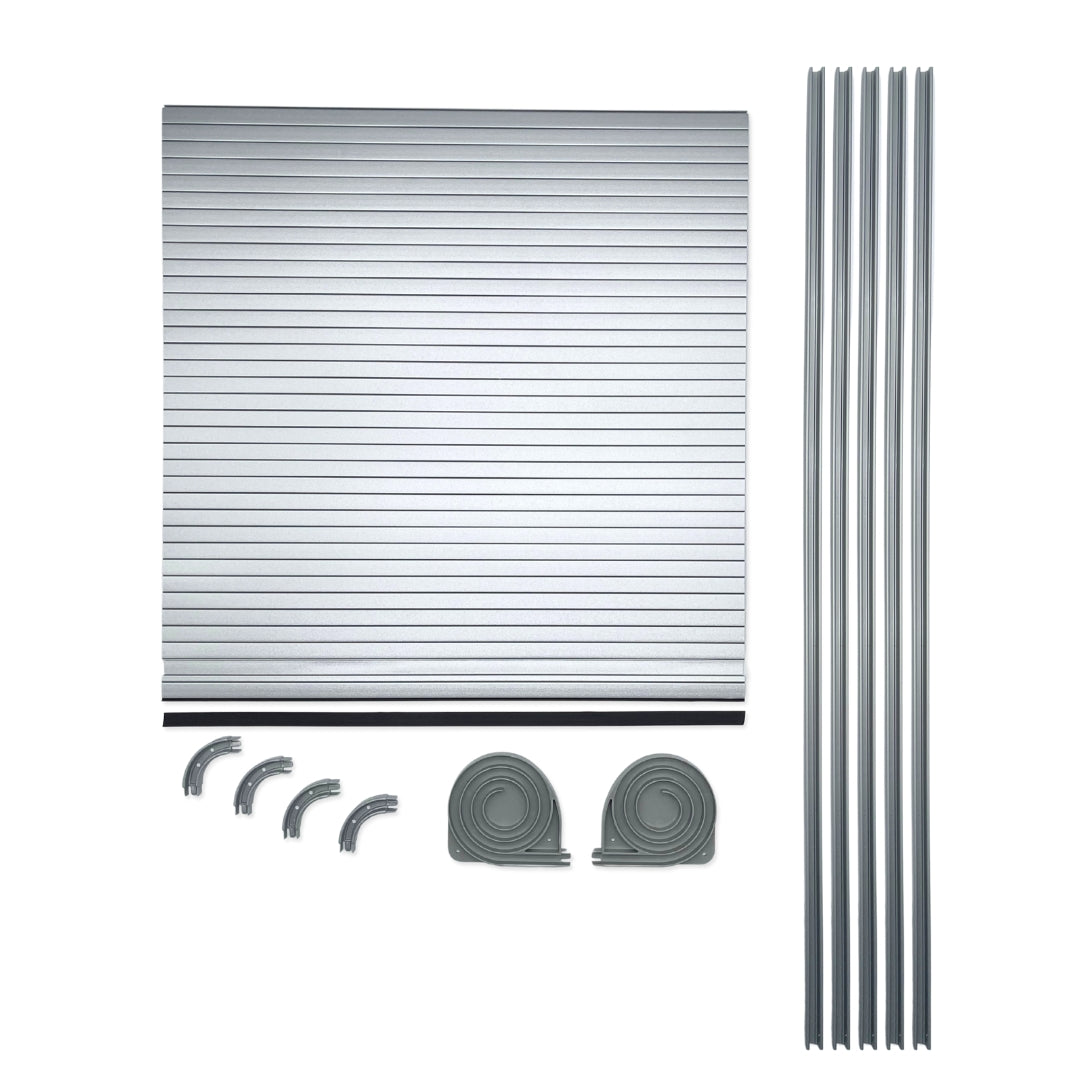 Campervan Tambour Door Kit – Roller Shutter (Silver or Black), 600 mm W × 606 mm D