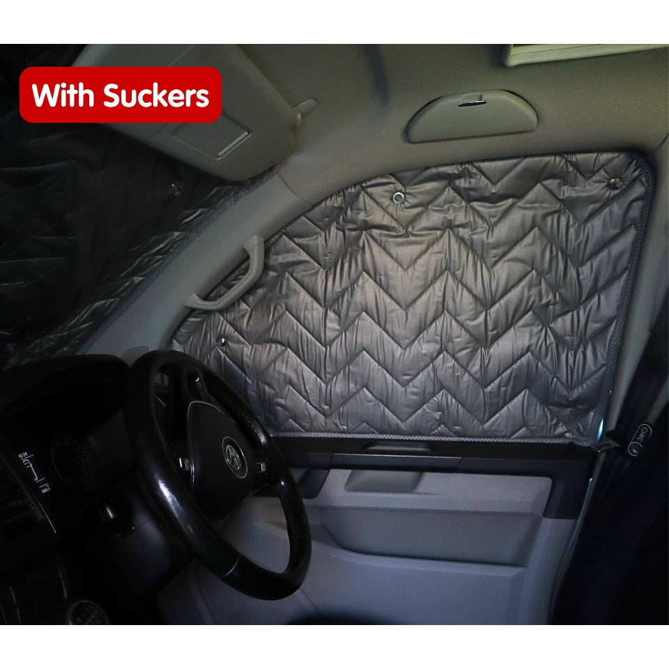 Internal Cab Silver Screens with Magnets or Suckers for VW Transporter T5 to T6.1, Trafic, Transit Custom & PSA Vans — SILVER