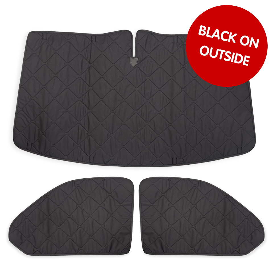 Internal Thermal Cab Window Silver Screens with Magnets - BLACK & GREY