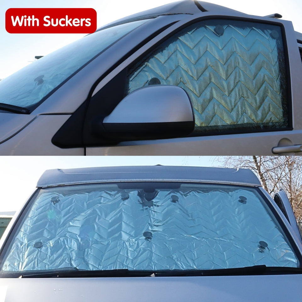 Internal Cab Silver Screens with Magnets or Suckers for VW Transporter T5 to T6.1, Trafic, Transit Custom & PSA Vans — SILVER