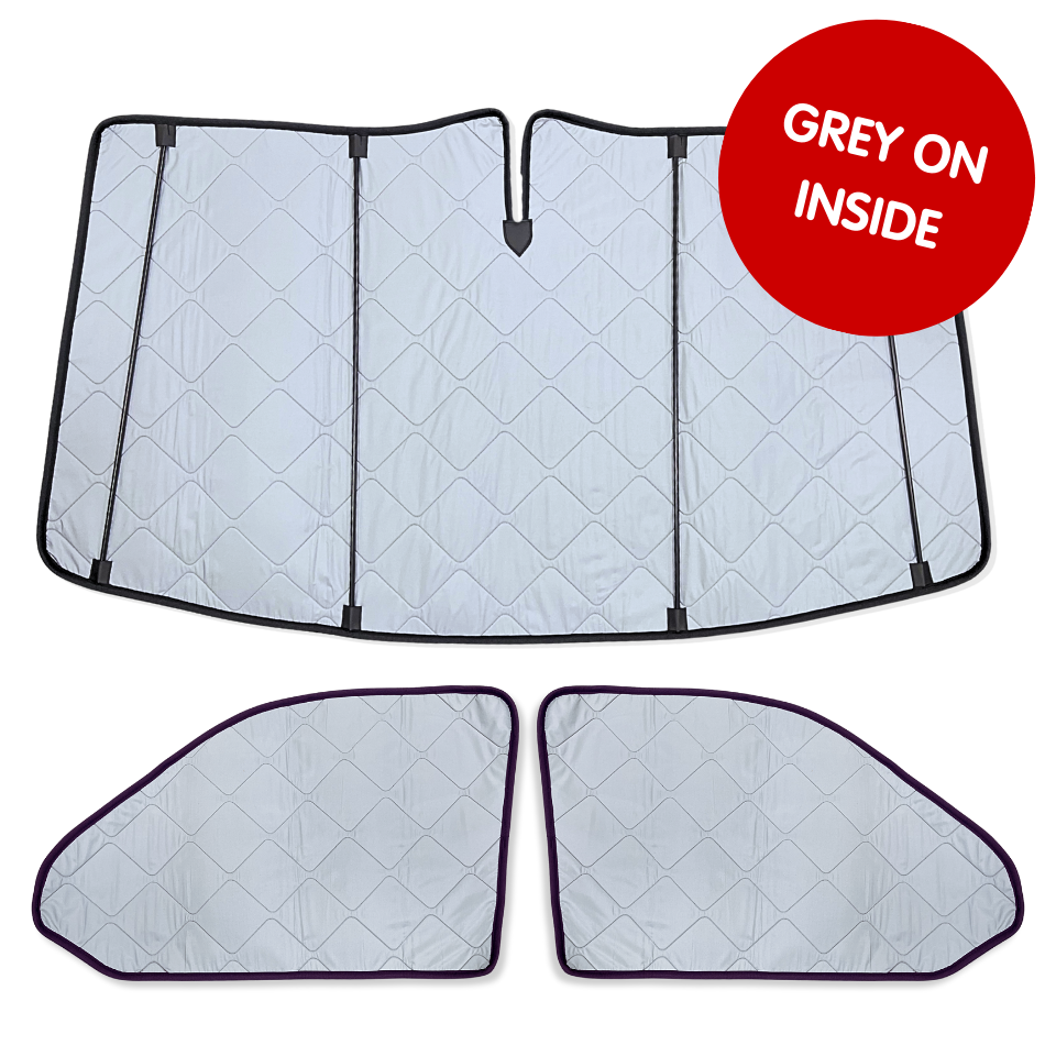 Internal Thermal Cab Window Silver Screens with Magnets - BLACK & GREY