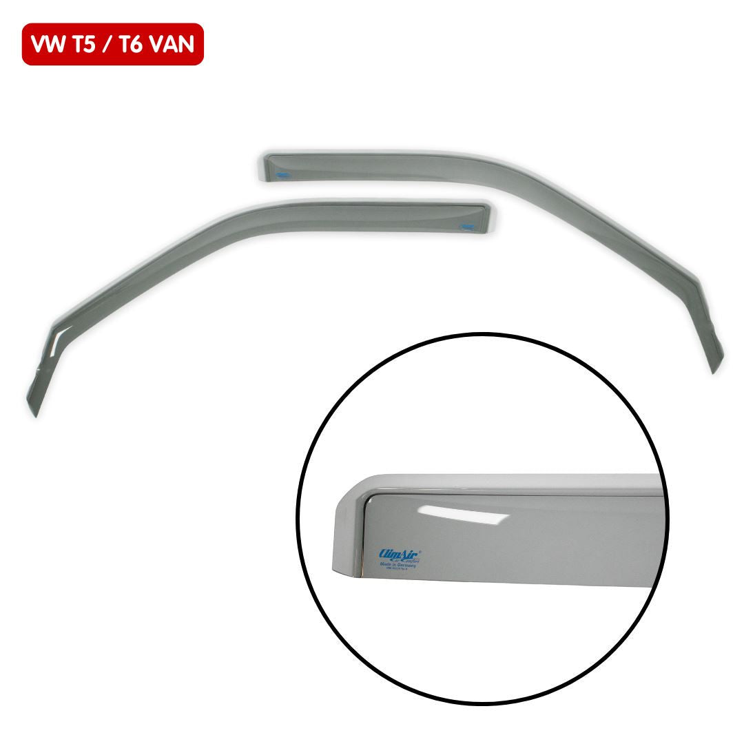 Climair Wind Deflectors in Smoke Grey for VW Transporter T5 to T6.1, Vivaro, Transit Custom + More