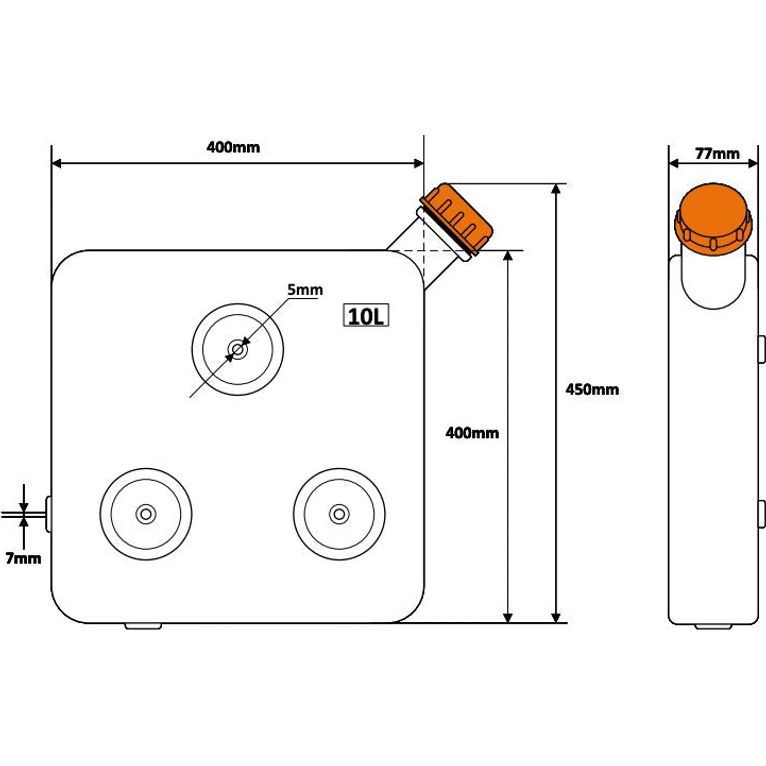 10L Fuel Tank - Includes fittings + fuel inlet MV Heating 