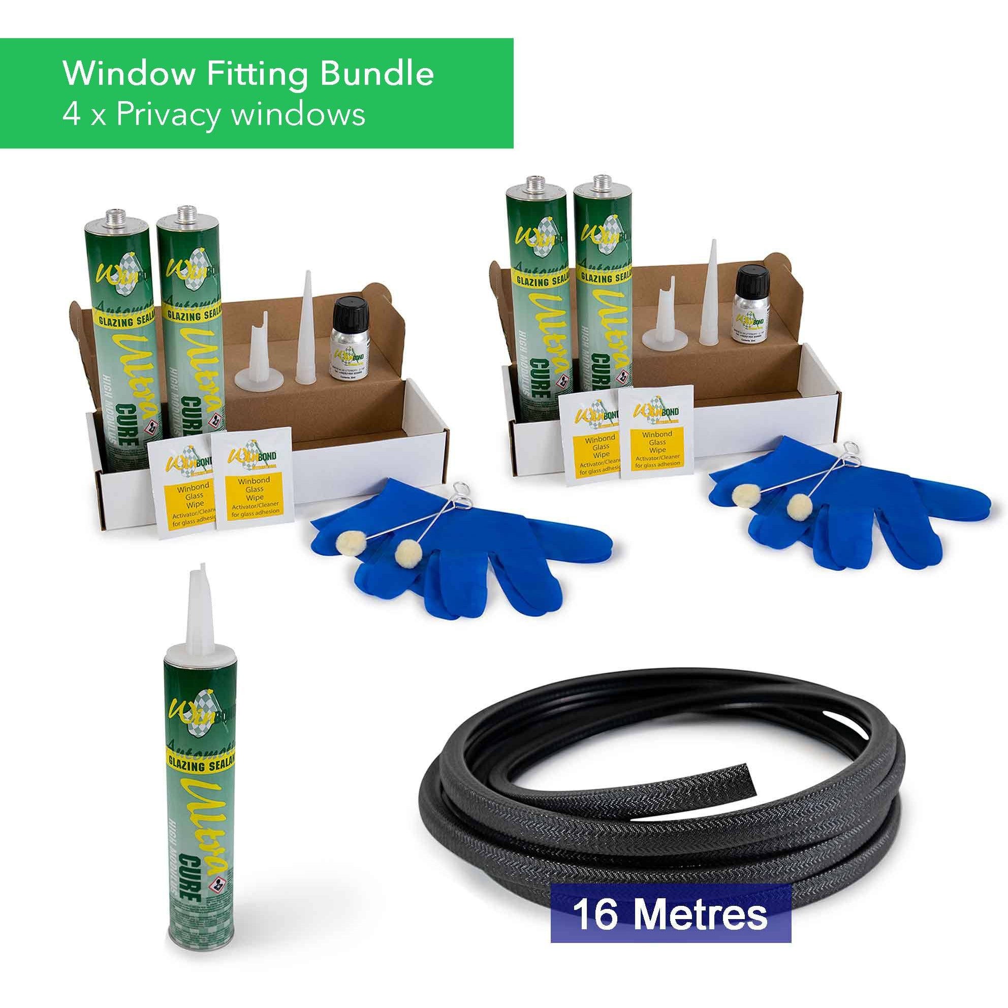 Ultra Cure Campervan Window Adhesive & U-Profile Edge Trim Bundle Kiravans Window Adhesive & U-Profile Bundle - 4 x Windows 