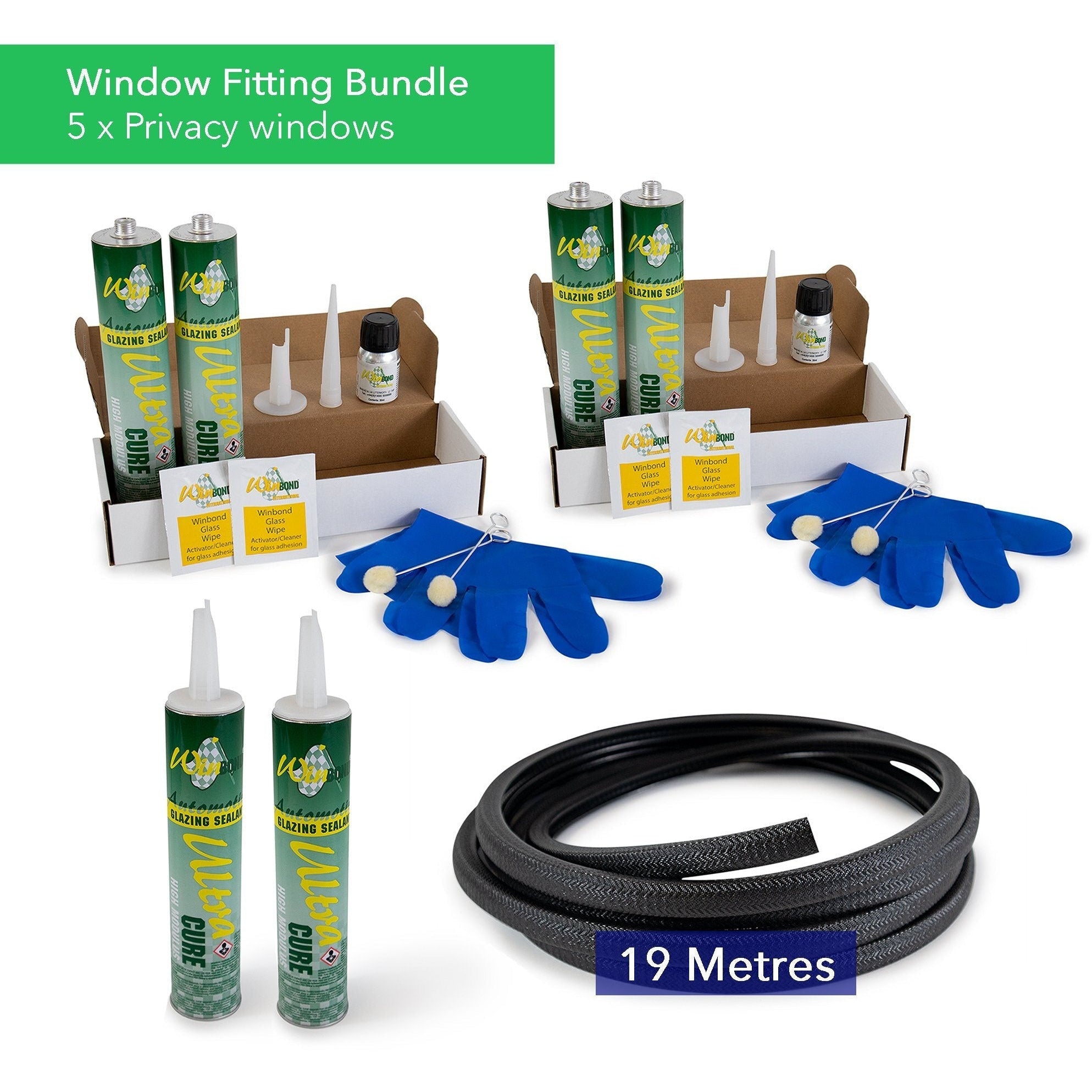 Ultra Cure Campervan Window Adhesive & U-Profile Edge Trim Bundle Kiravans Window Adhesive & U-Profile Bundle - 5 x Windows 