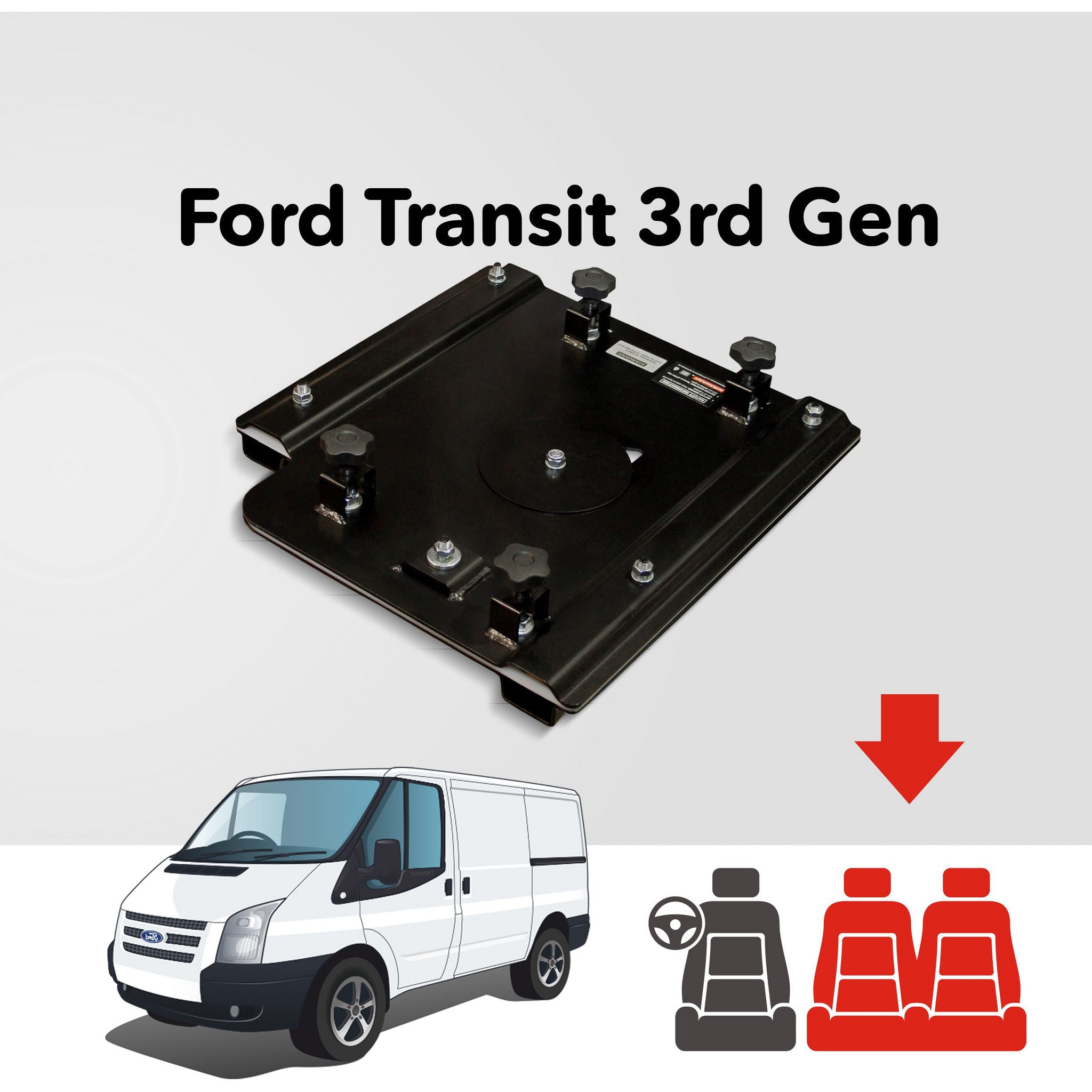 Kiravans Ford Transit (3rd Gen MK7) Double Passenger Seat Swivel (Right Hand Drive) Double Swivels Designed by Kiravans 