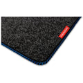 Cab Mat - For the VW T5/T6 Double Seat Swivel (Right Hand Drive) Designed by Kiravans Anthracite with Blue & Black Trim 
