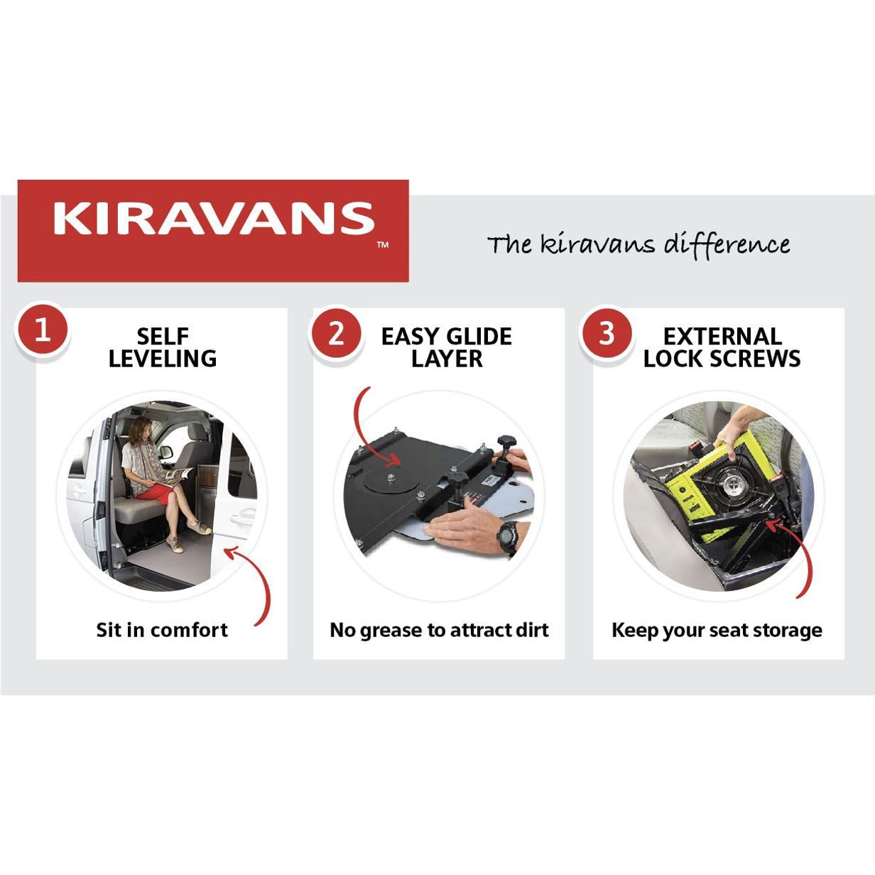 Kiravans T5/T6 Double Passenger Seat Swivel (UK RHD) Designed by Kiravans 