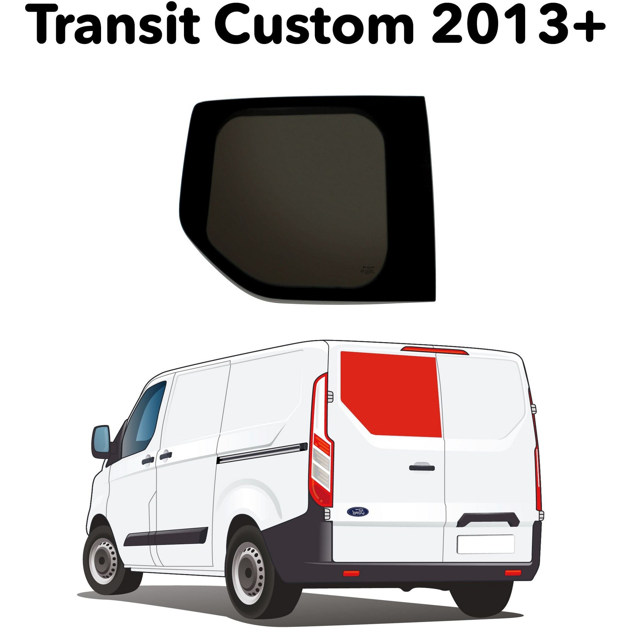 Left (only) Premium Barn Door Window Ford Transit Custom 2013+ Camper Glass by Kiravans 