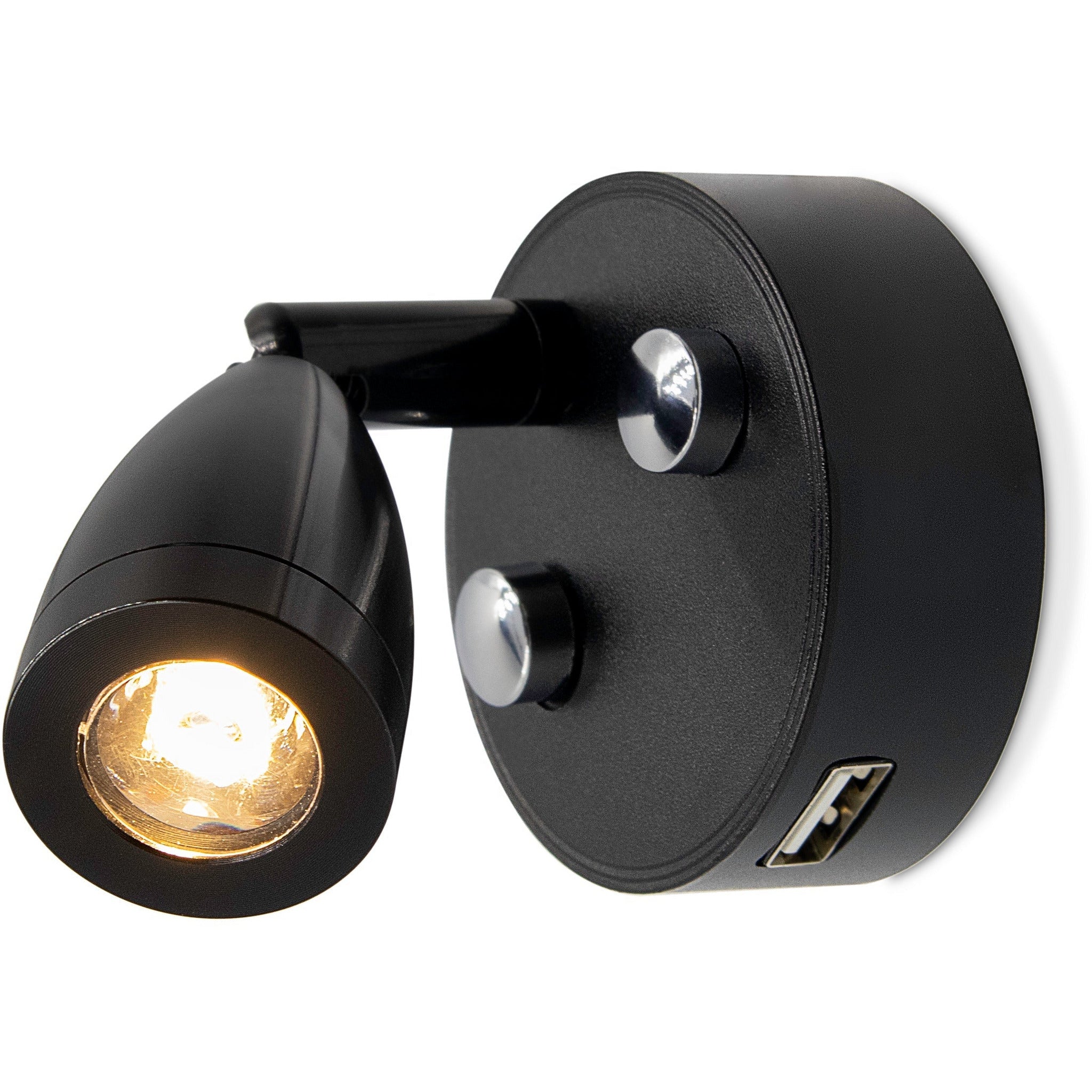 Black LED 280mm Spotlight with USB - Dimmable, Touch On/Off (Warm White) Kiravans 