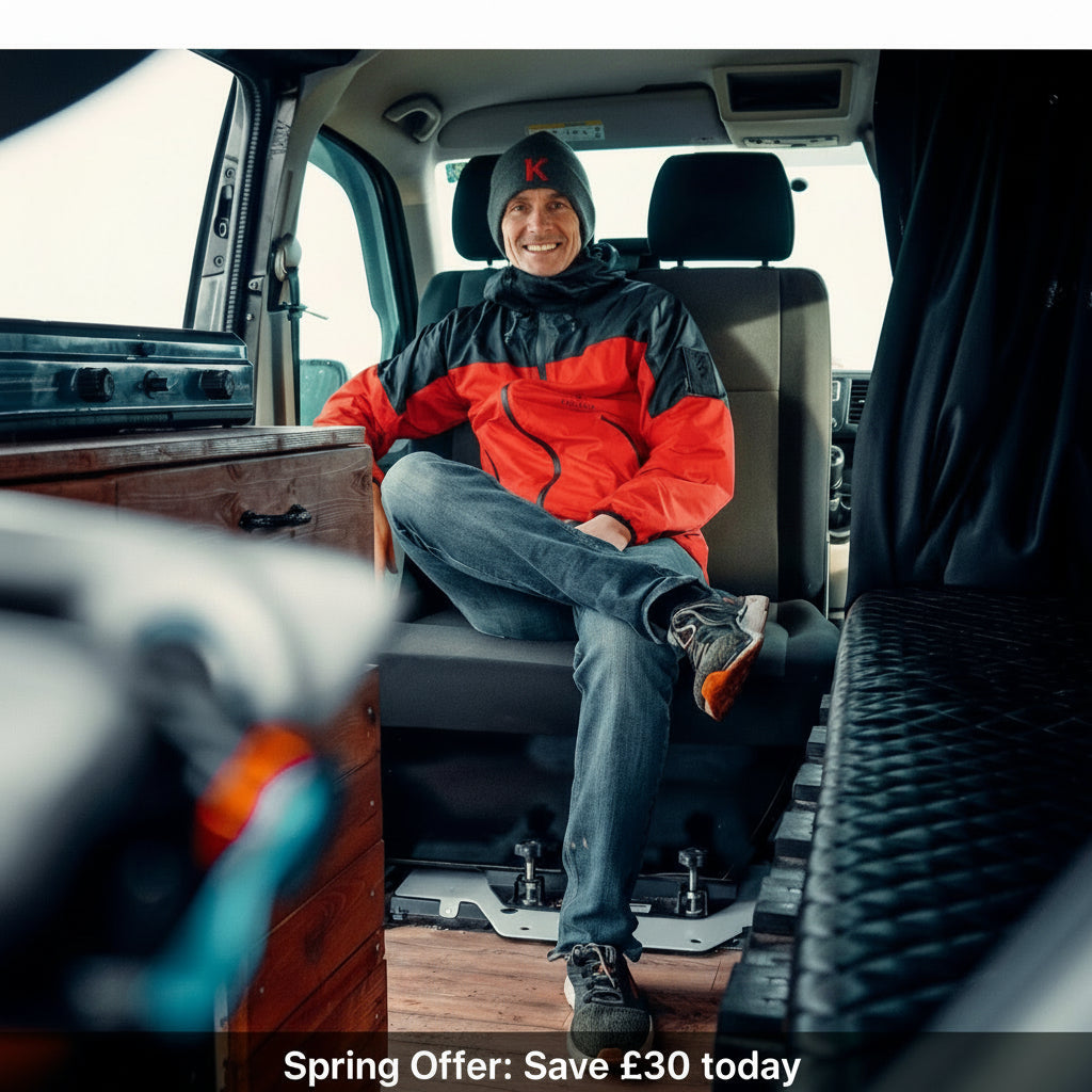 Kiravans VW T5/T6 Double Passenger Seat Swivel (Right Hand Drive) P2S Designed by Kiravans 