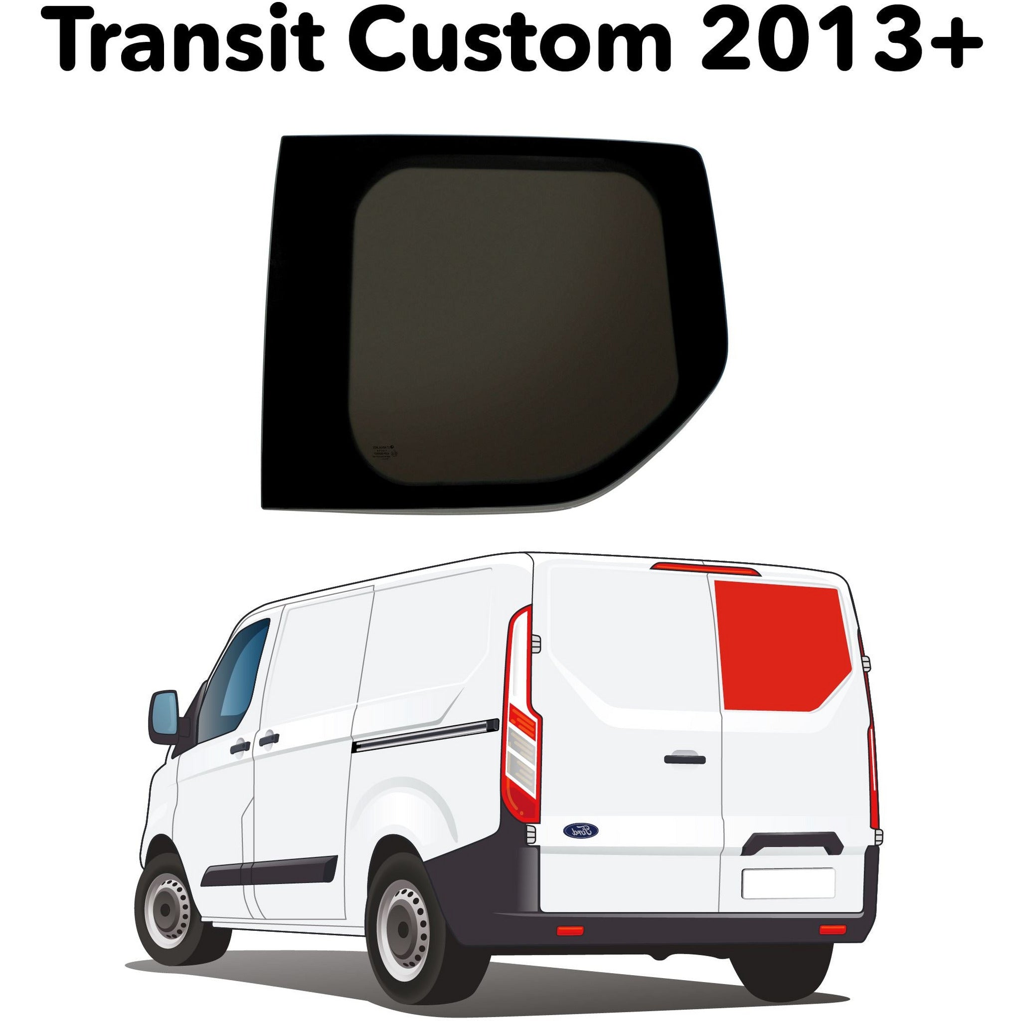 Right (only) Premium Barn Door Window Ford Transit Custom 2013+ Camper Glass by Kiravans 
