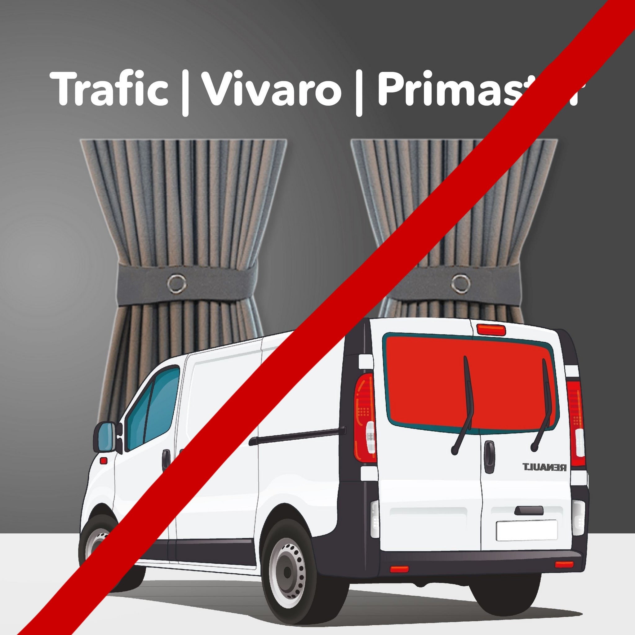 Trafic / Vivaro 2001-2014 Curtain Kit - Rear Doors (Grey) Kiravans 