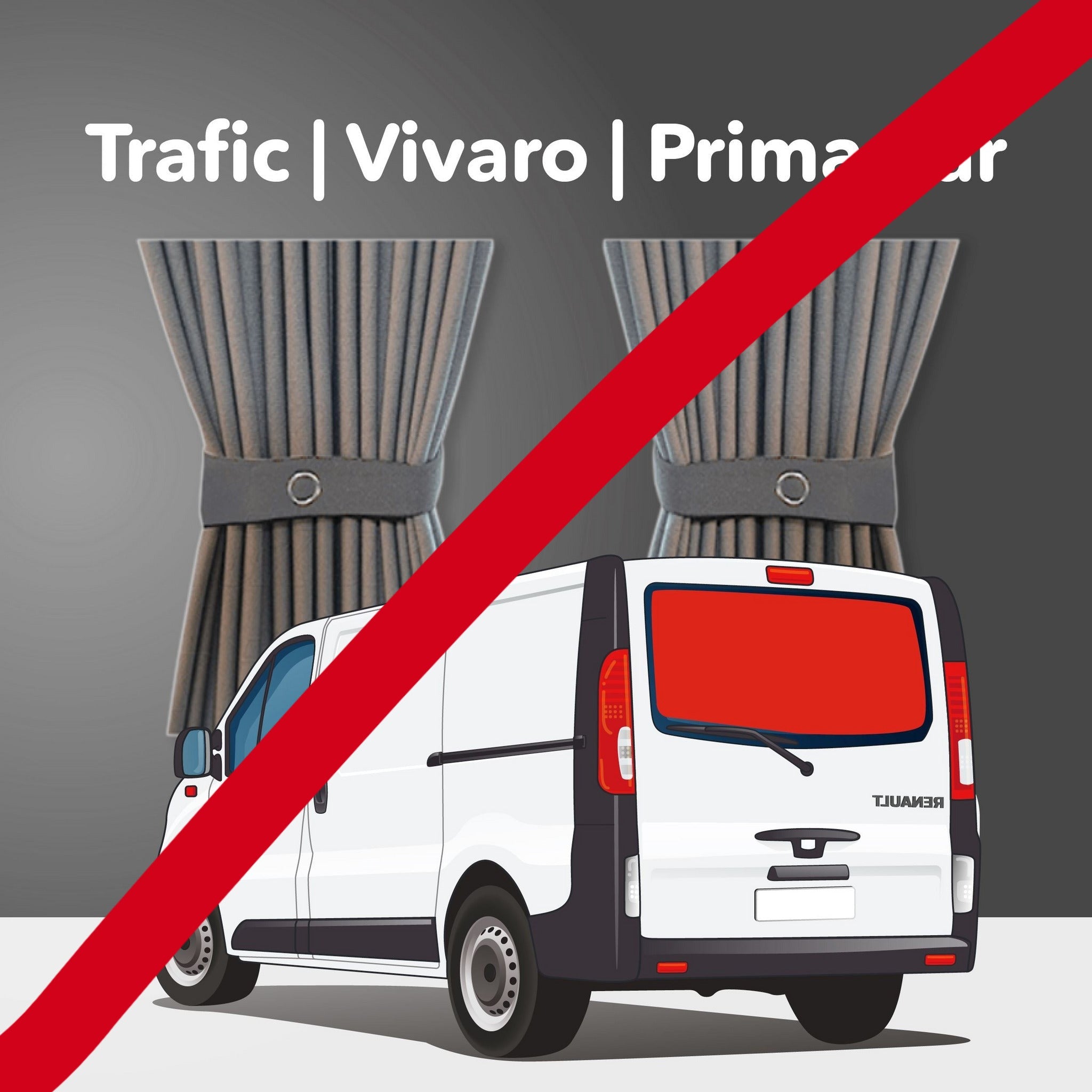 Trafic / Vivaro 2001-2014 Curtain Kit - Tailgate Door (Grey) Kiravans 