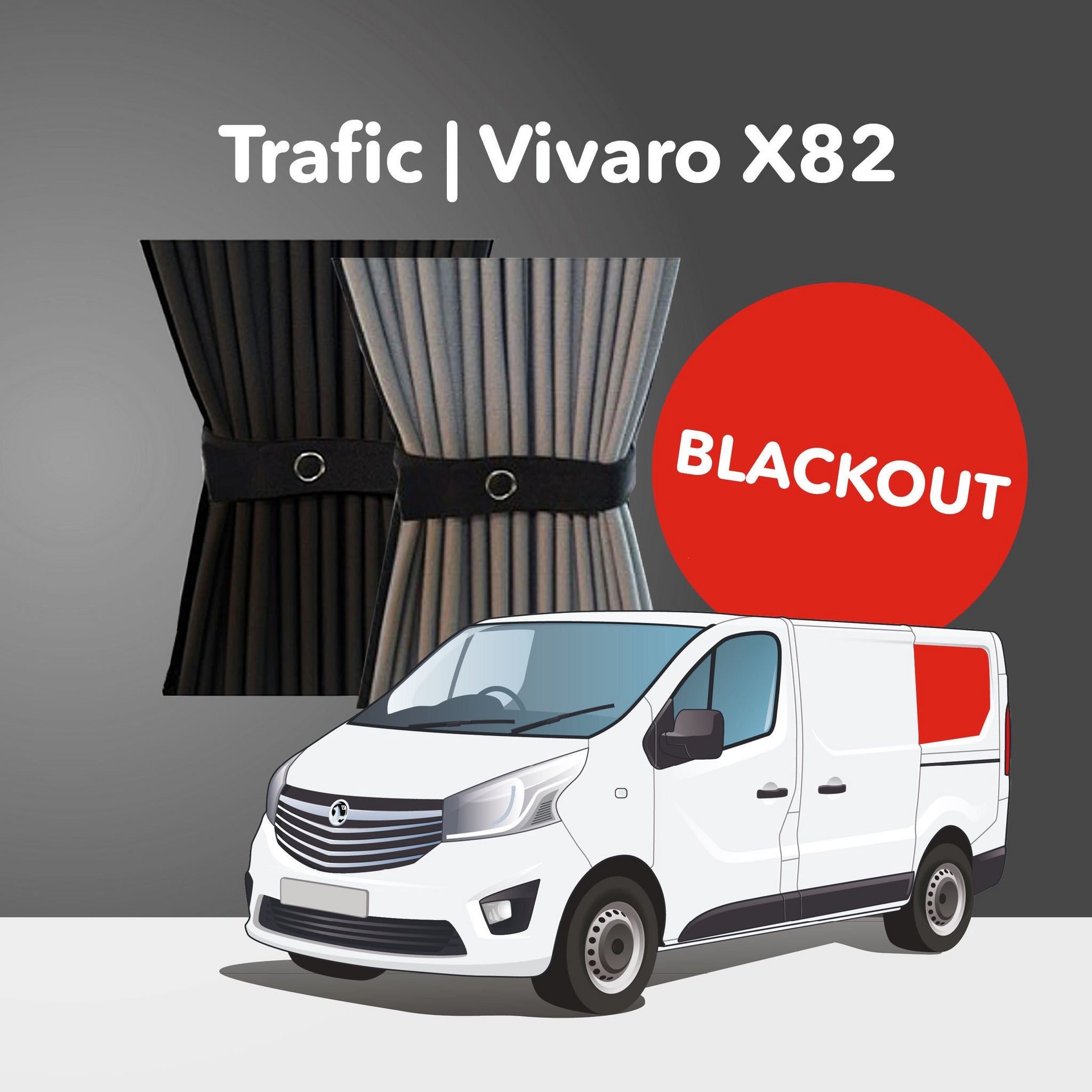 Trafic/Vivaro 2014-2018, Talento 2014+, NV300 2014+ X82 Curtain Kit - Left Back SWB (Blackout) Kiravans 