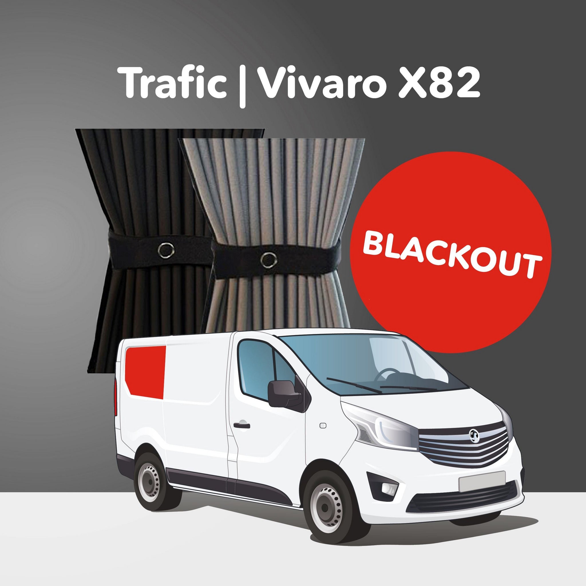 Trafic/Vivaro 2014-2018, Talento 2014+, NV300 2014+ X82 Curtain Kit - Right Back SWB (Blackout) Kiravans 