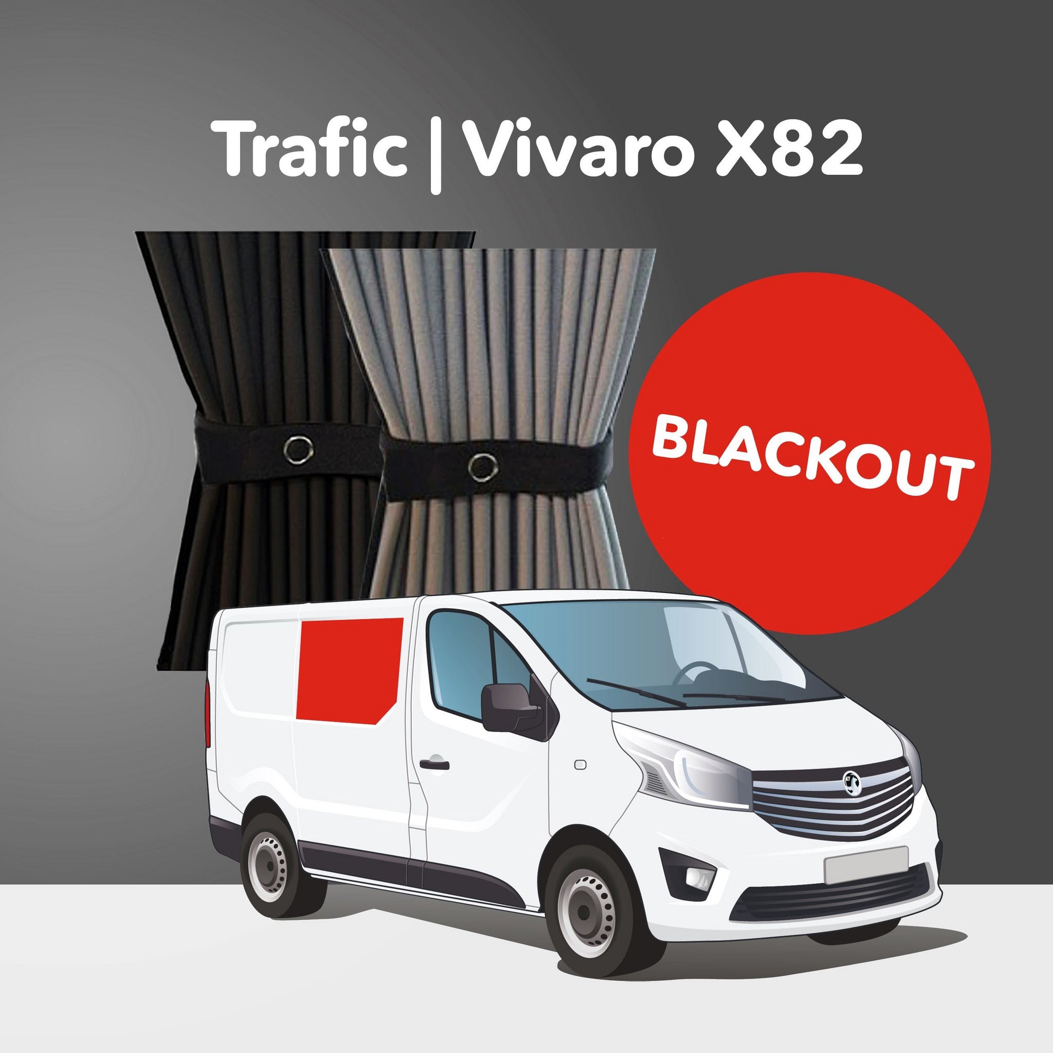 Trafic/Vivaro 2014-2018, Talento 2014+, NV300 2014+ X82 Curtain Kit - Right Centre Non-Sliding Door (Blackout) Kiravans 