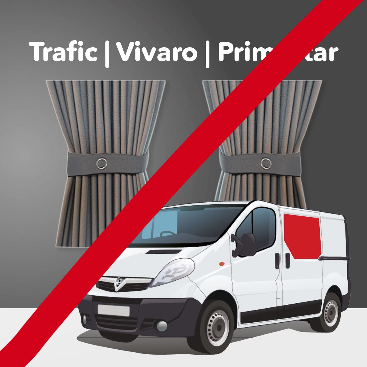 Trafic / Vivaro 2001-2014 Curtain Kit - Left Centre Sliding Door (Grey) Kiravans 