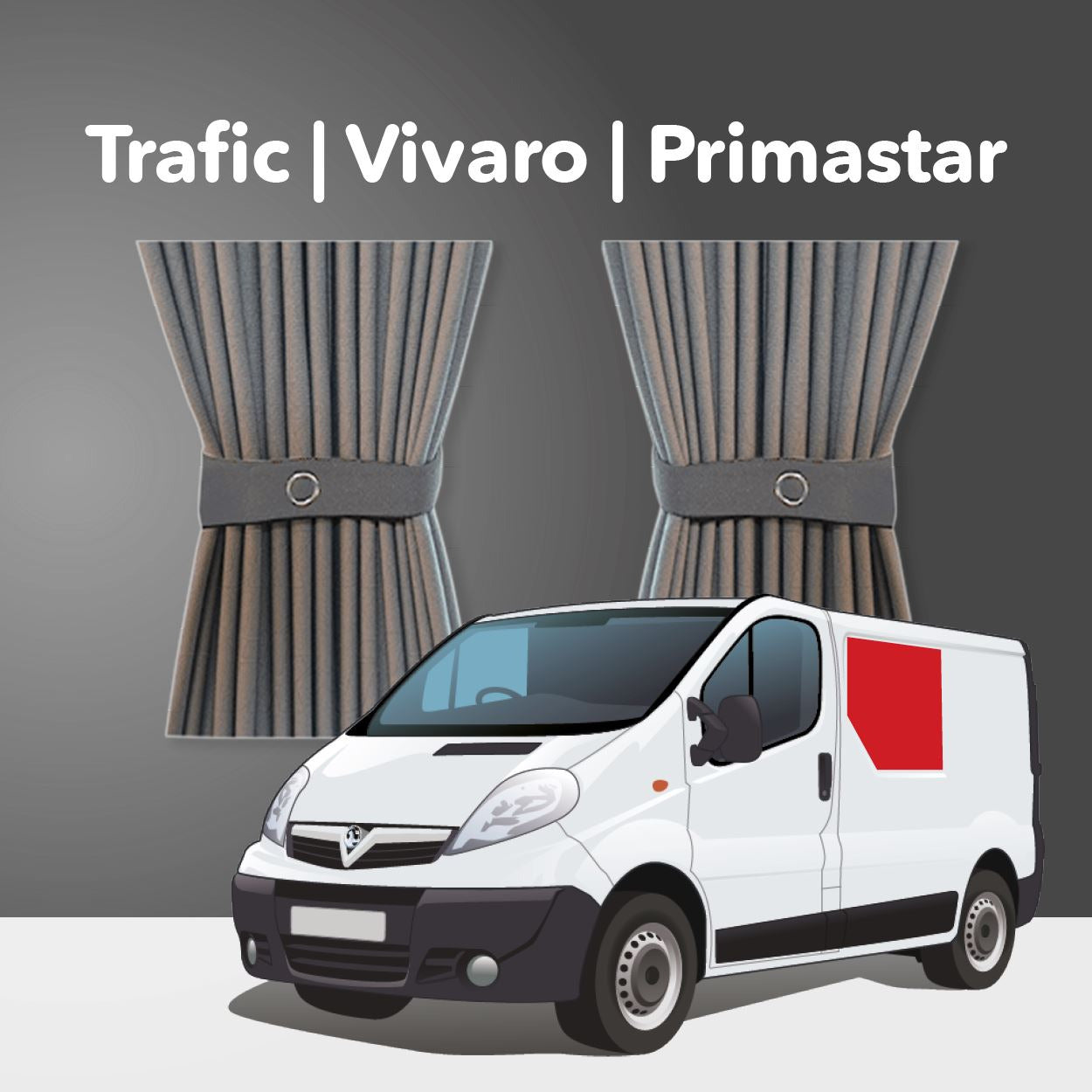 Trafic / Vivaro 2001-2014 Curtain Kit - Left Centre Non-Sliding Door (Grey) Kiravans 