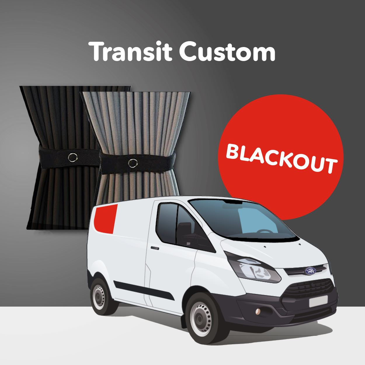 Ford Transit Custom 2013-2021 Curtain Kit - Right Back SWB (Blackout) Kiravans 