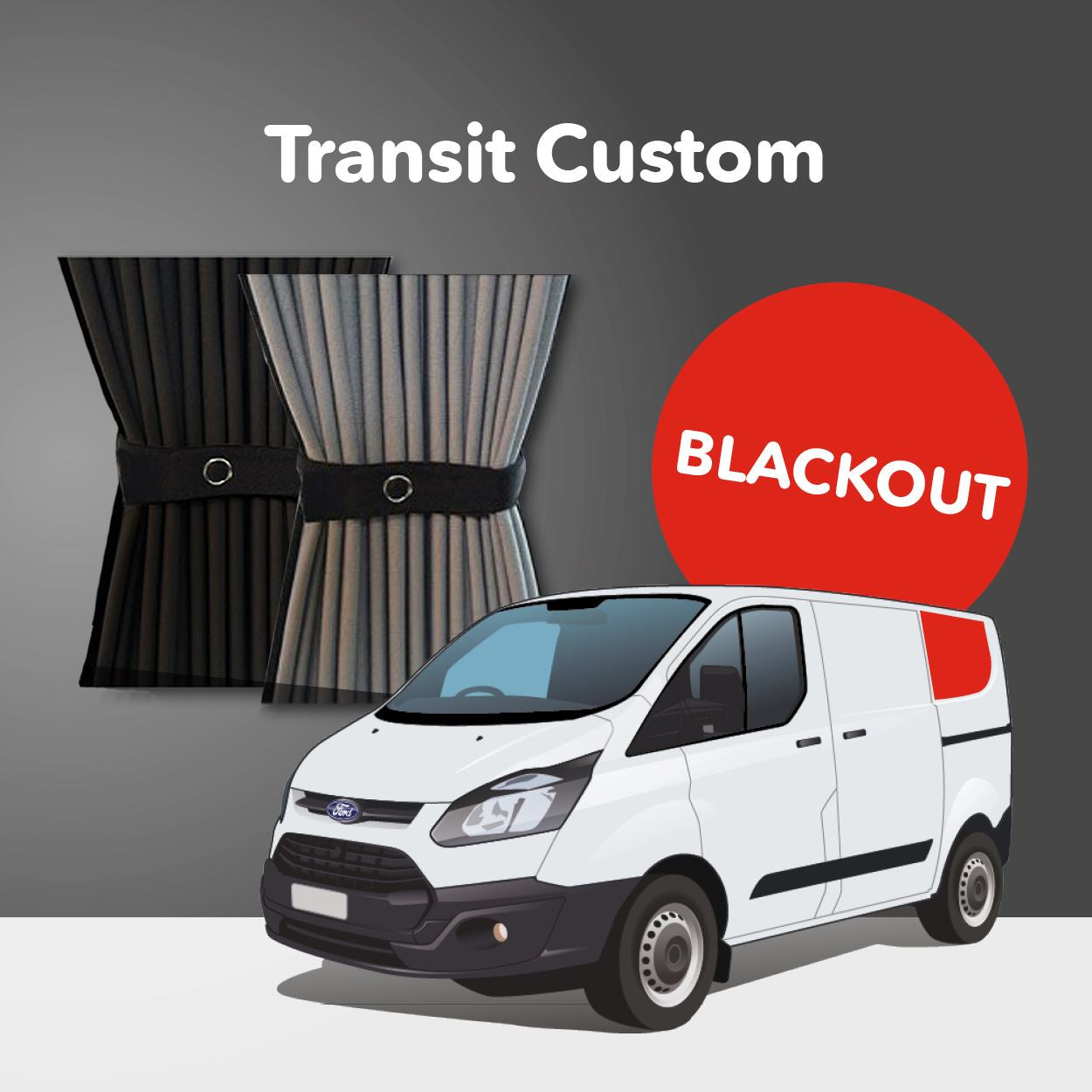 Ford Transit Custom 2013-2021 Curtain Kit - Left Back SWB (Blackout) Kiravans 