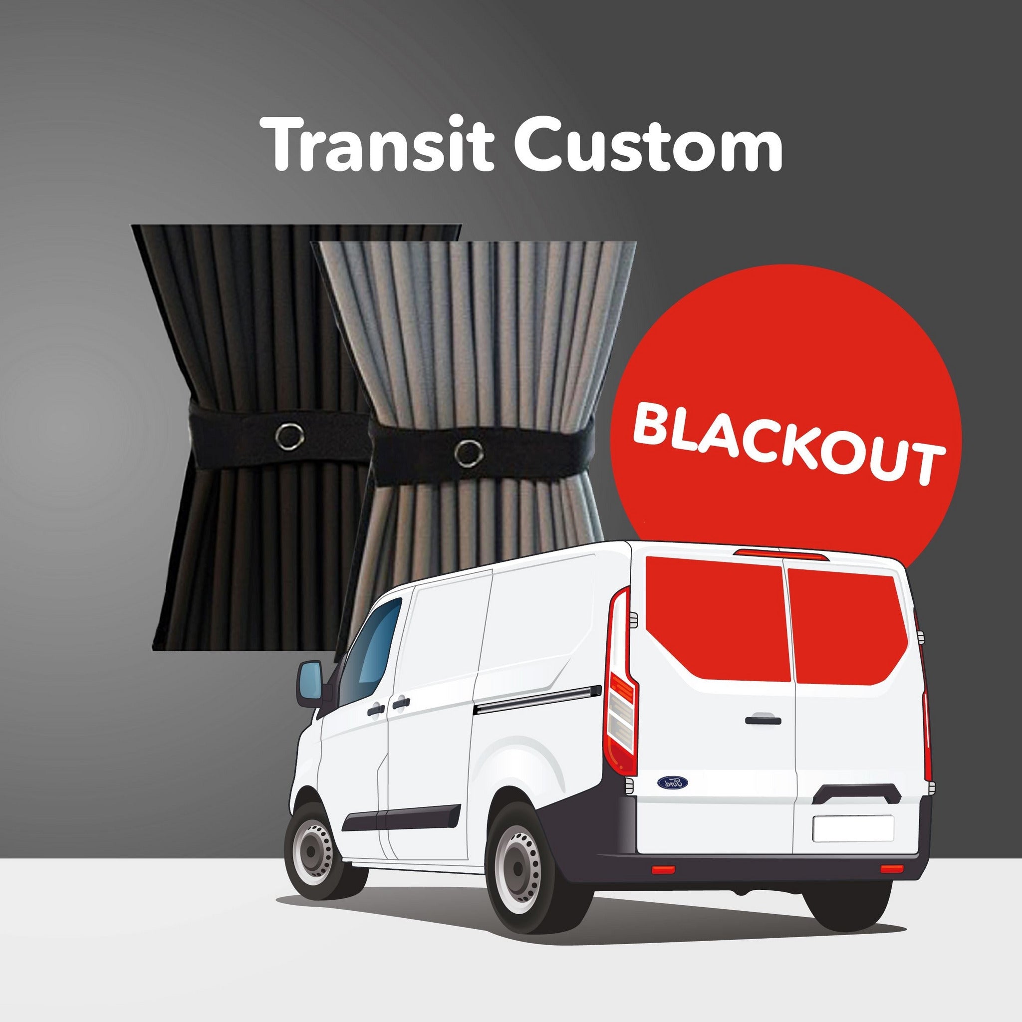 Ford Transit Custom 2013-2021 Curtain Kit - Rear Doors (Blackout) Kiravans 