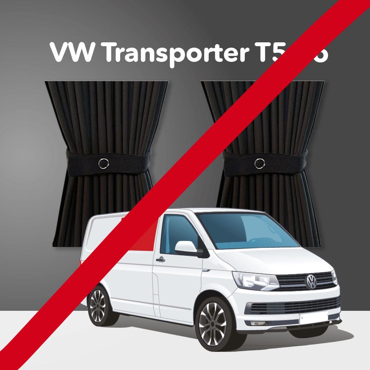 VW T5/T6 Curtain Kit - Right Centre Non-Sliding Door (Black) Kiravans 