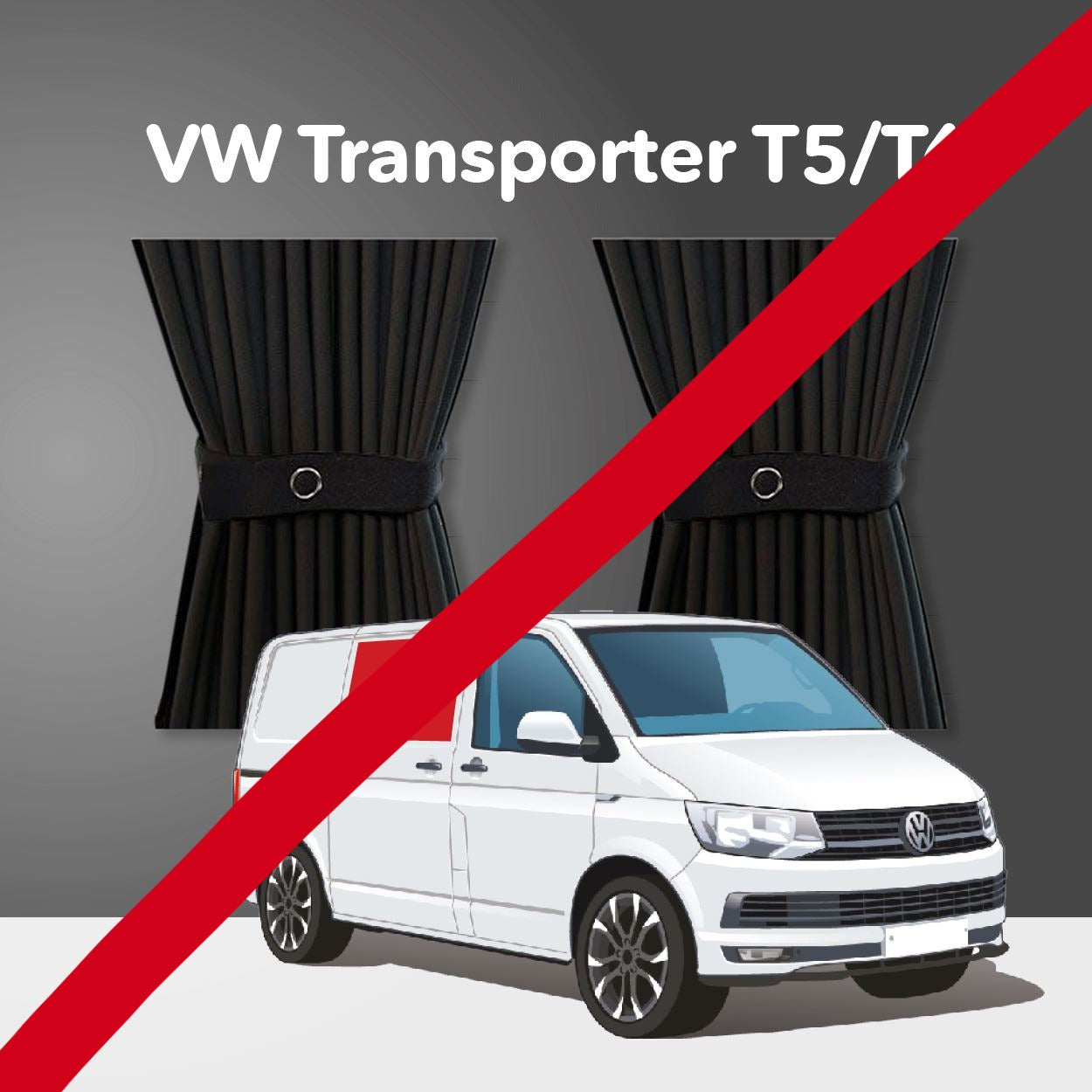 VW T5/T6 Curtain Kit - Right Centre Sliding Door (Black) Kiravans 