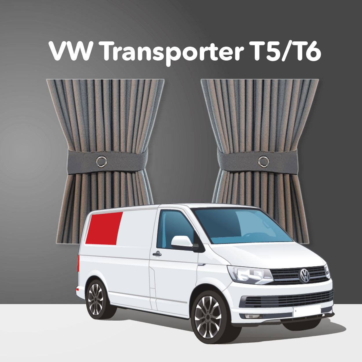 VW T5/T6 Curtain Kit - Right Back SWB (Grey) Kiravans 