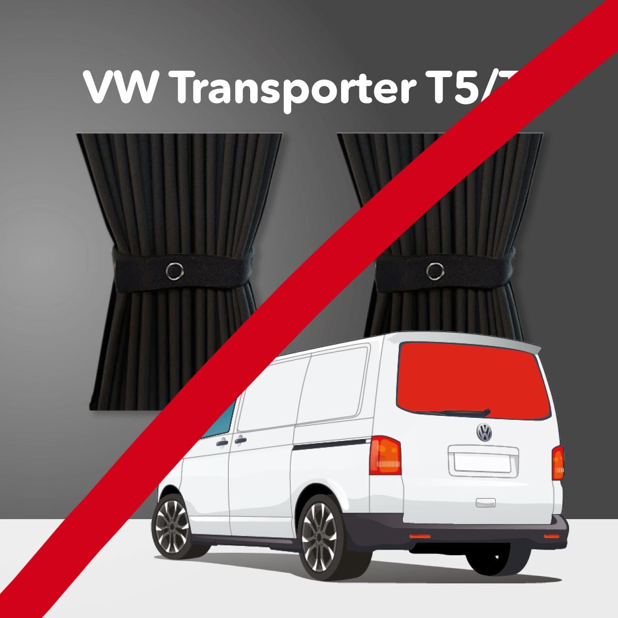 VW T5/T6 Curtain Kit - Tailgate Door with Wiper (Black) Kiravans 