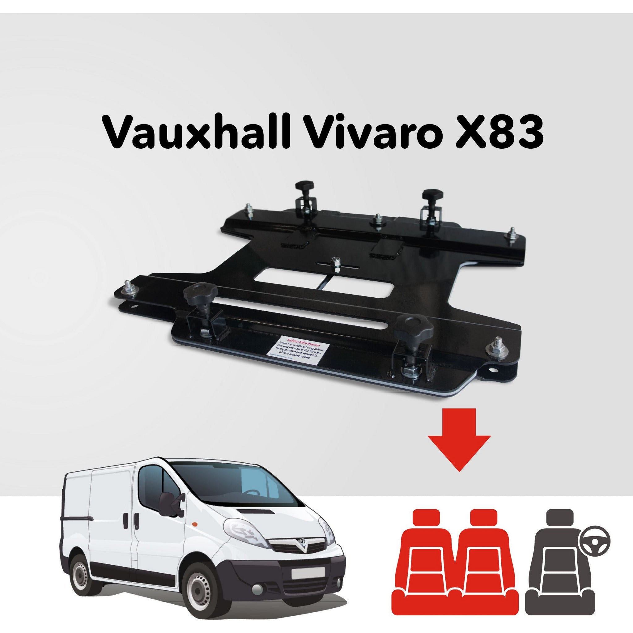 Kiravans X83 Vauxhall Vivaro 2001-2014 (Mk1) Double Passenger Seat Swivel (Left Hand Drive) Designed by Kiravans 