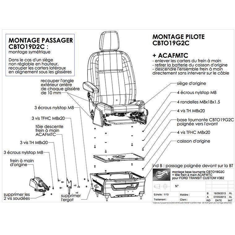 Transit Custom V362 (2013+) & Big Transit V363 (2013+) Passengers seat swivel (RIB)