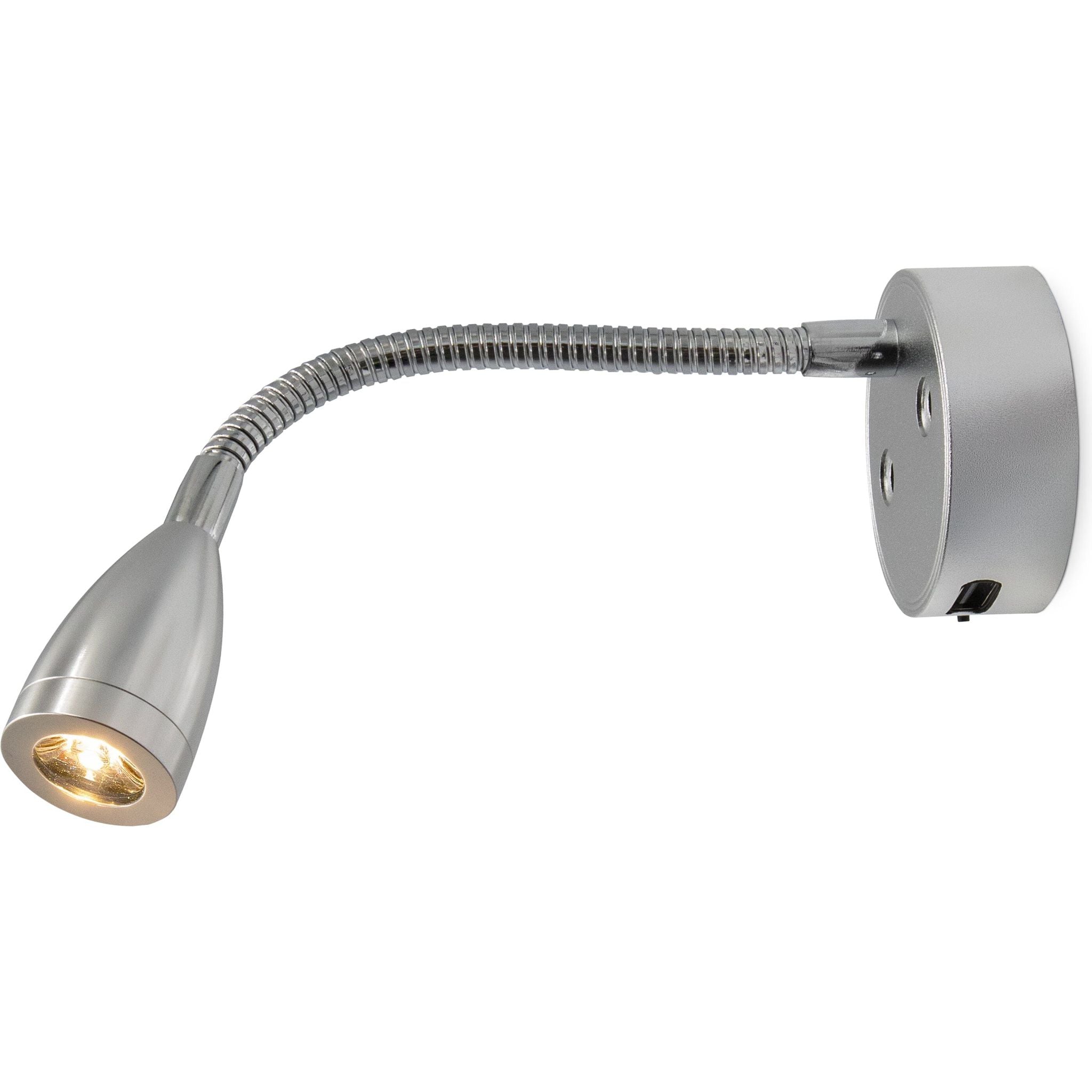 Silver LED Cone Reading Lamp USB 150mm - Touch On/Off (Warm White) Kiravans