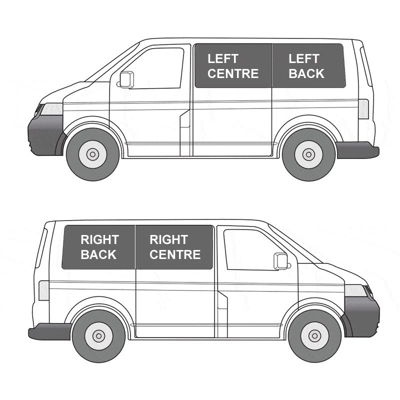 VW T5/T6 Curtain Kit - Left Centre Sliding Door (Grey)