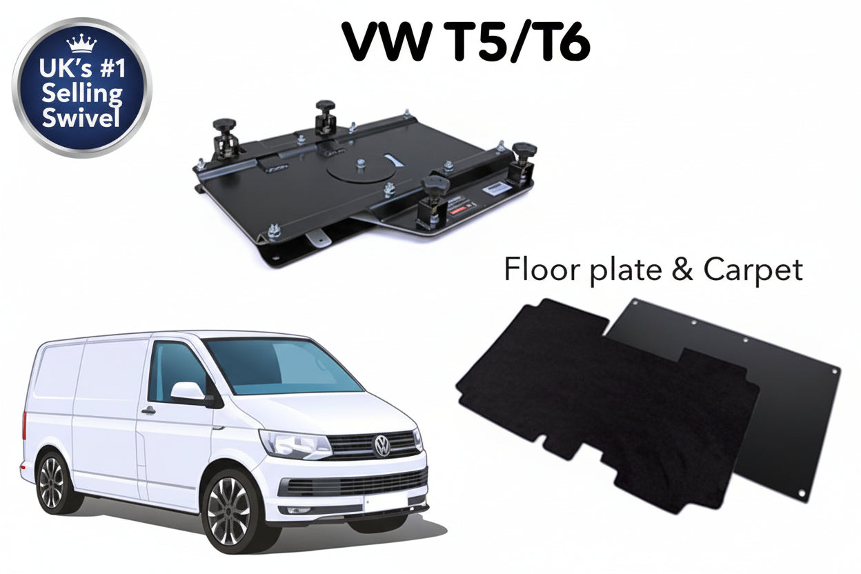 Kiravans VW T5/T6 Double Passenger Seat Swivel (Right Hand Drive) P2S Designed by Kiravans 