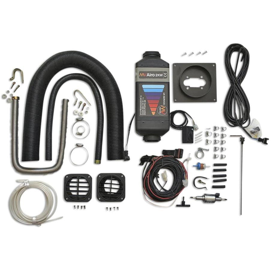 MV Airo 2KW Petrol Heater Complete Kit - Internal or External Install MV Heating 