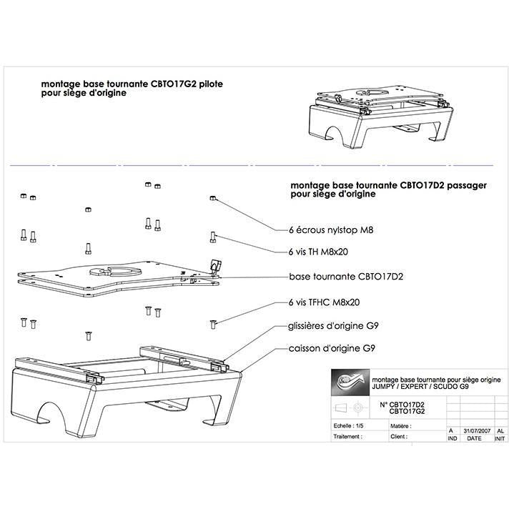 RIB Citroen Dispatch/Jumpy 2007-2016 Single Seat Swivel - Driver (Right Hand Drive) RIB 
