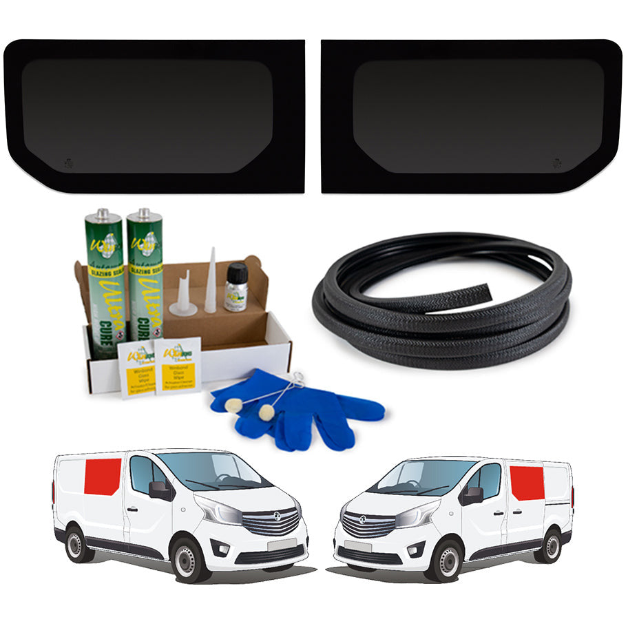 Twin Fixed Campervan Side Windows Bundle Trafic 2014+ & Vivaro 2014-2018 Camper Glass by Kiravans 