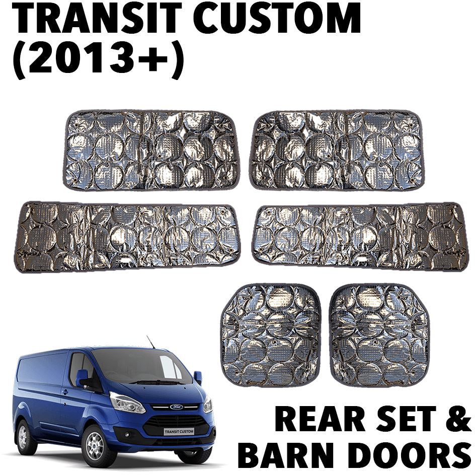 Transit Custom Silver Screens (2013+) - Complete Rear Set with Barn Doors (SWB)