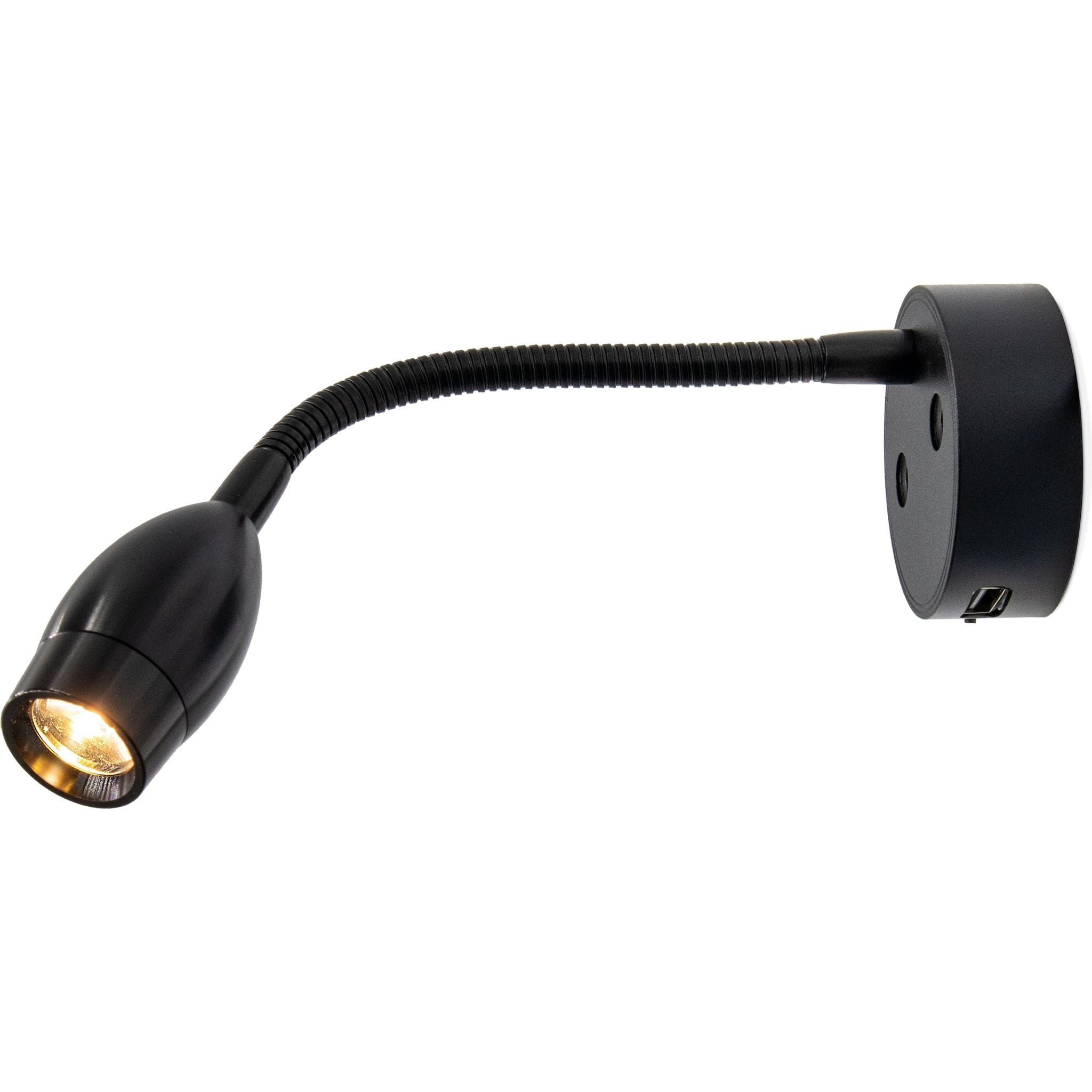 Black LED Tulip Reading Lamp USB 150mm - Touch On/Off (Warm White) Kiravans